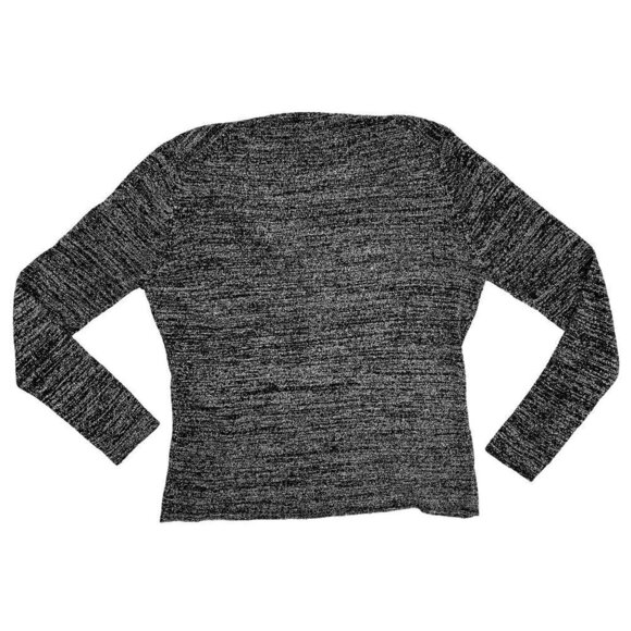 Louben Nordstrom SIZE XL Metallic Black Slinky Cardigan Sweater w MOP Buttons - Picture 3 of 4